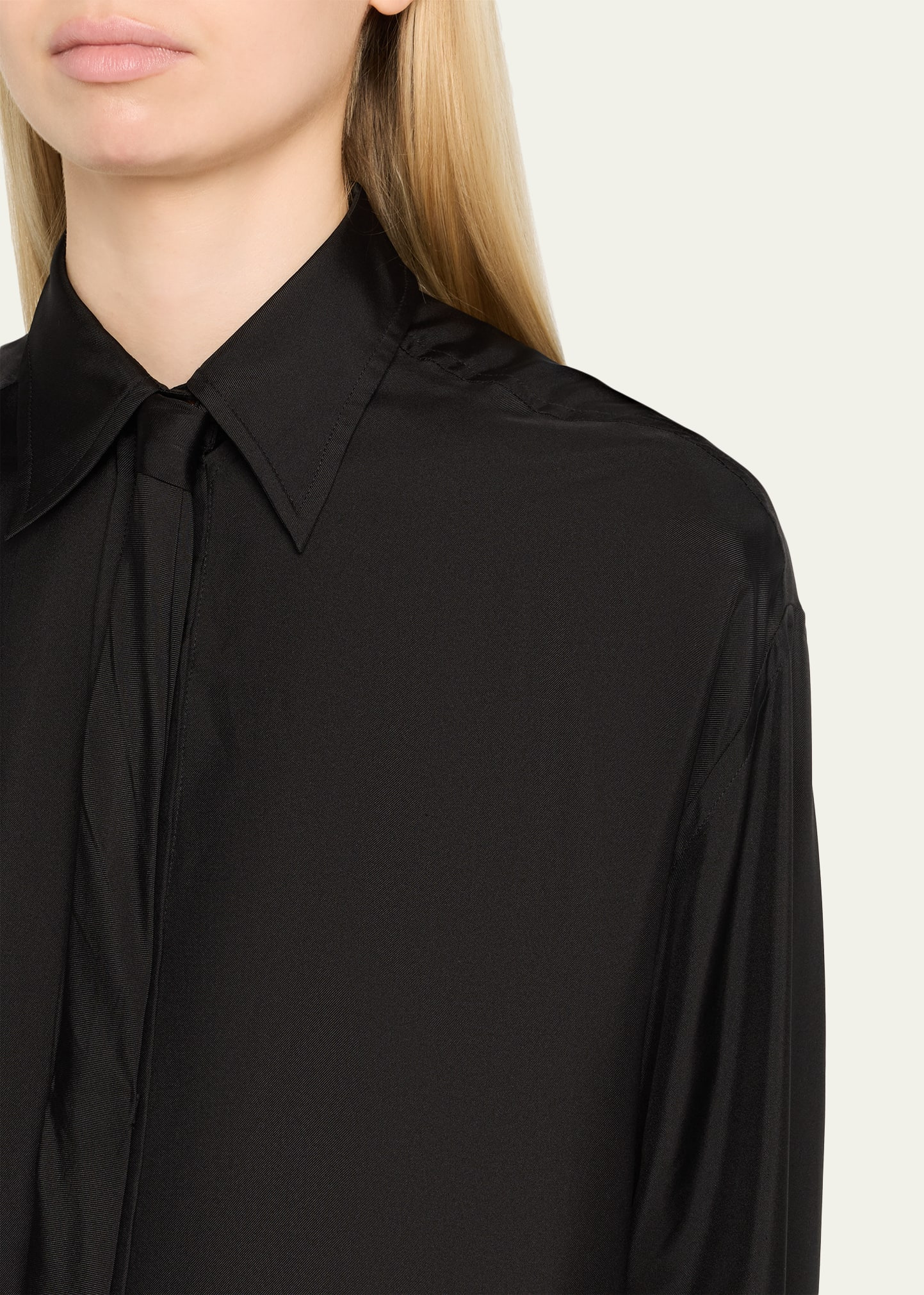 Relaxed Long-Sleeve Tie Shirt - 5