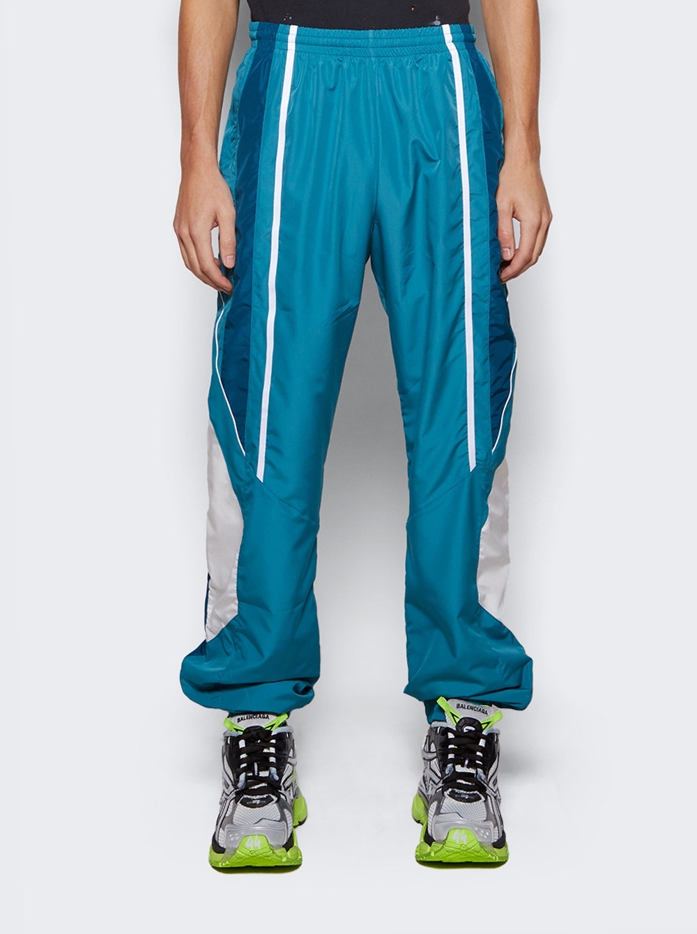 Panelled Trackpant Teal And White - 3