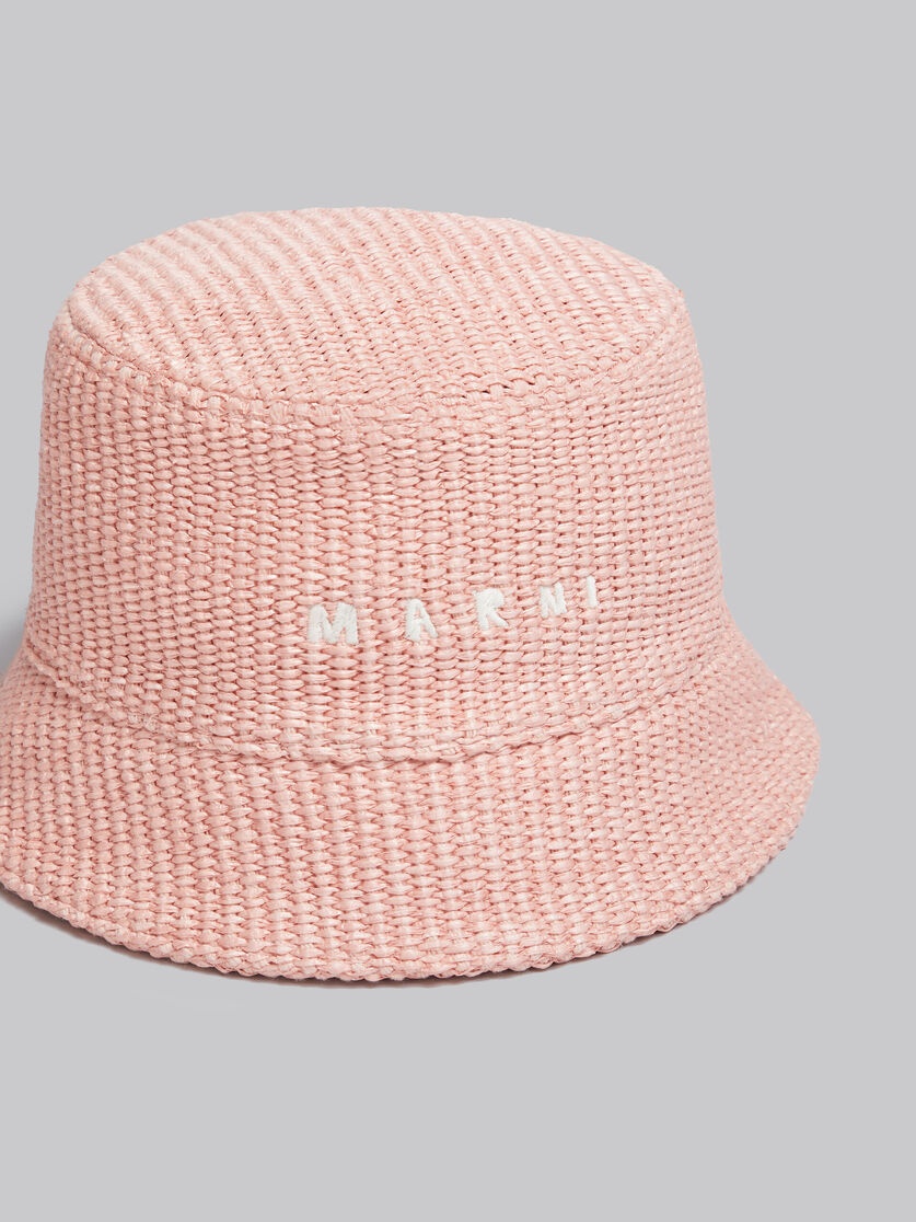 PINK RAFFIA BUCKET HAT WITH LOGO EMBROIDERY - 4