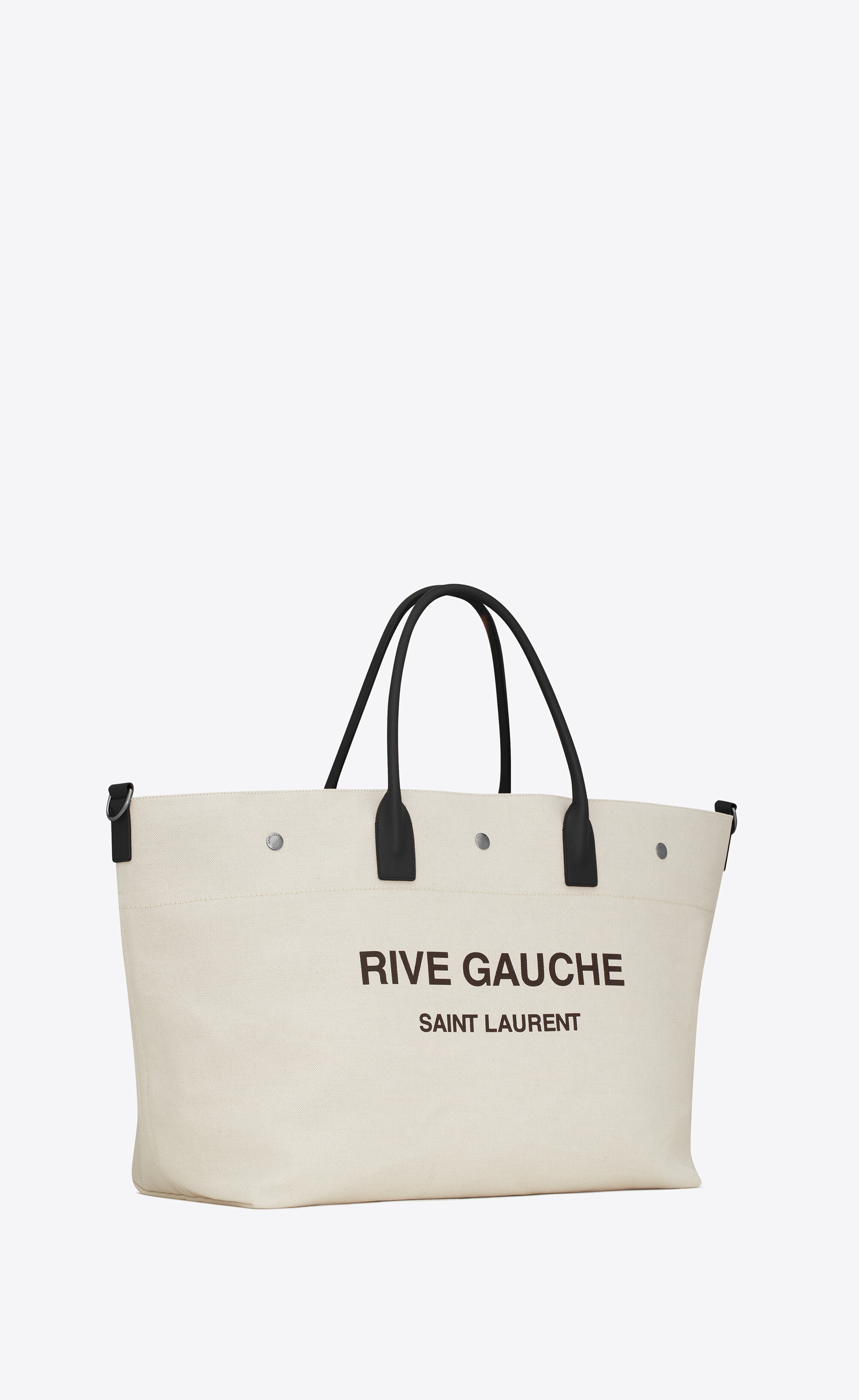 rive gauche maxi shopping bag in printed canvas and smooth leather - 4