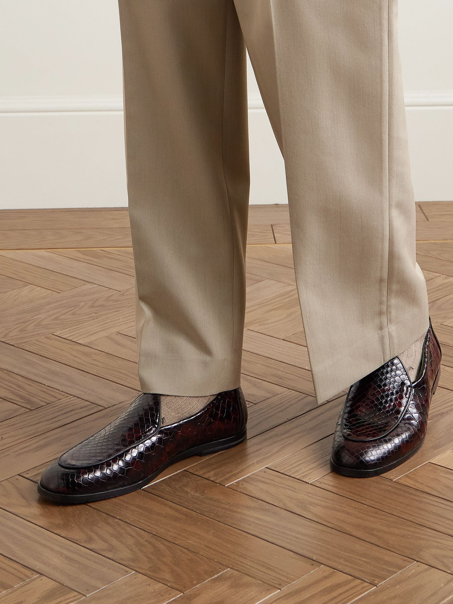 Belgee Croc-Effect Leather Loafers Dark brown - 2