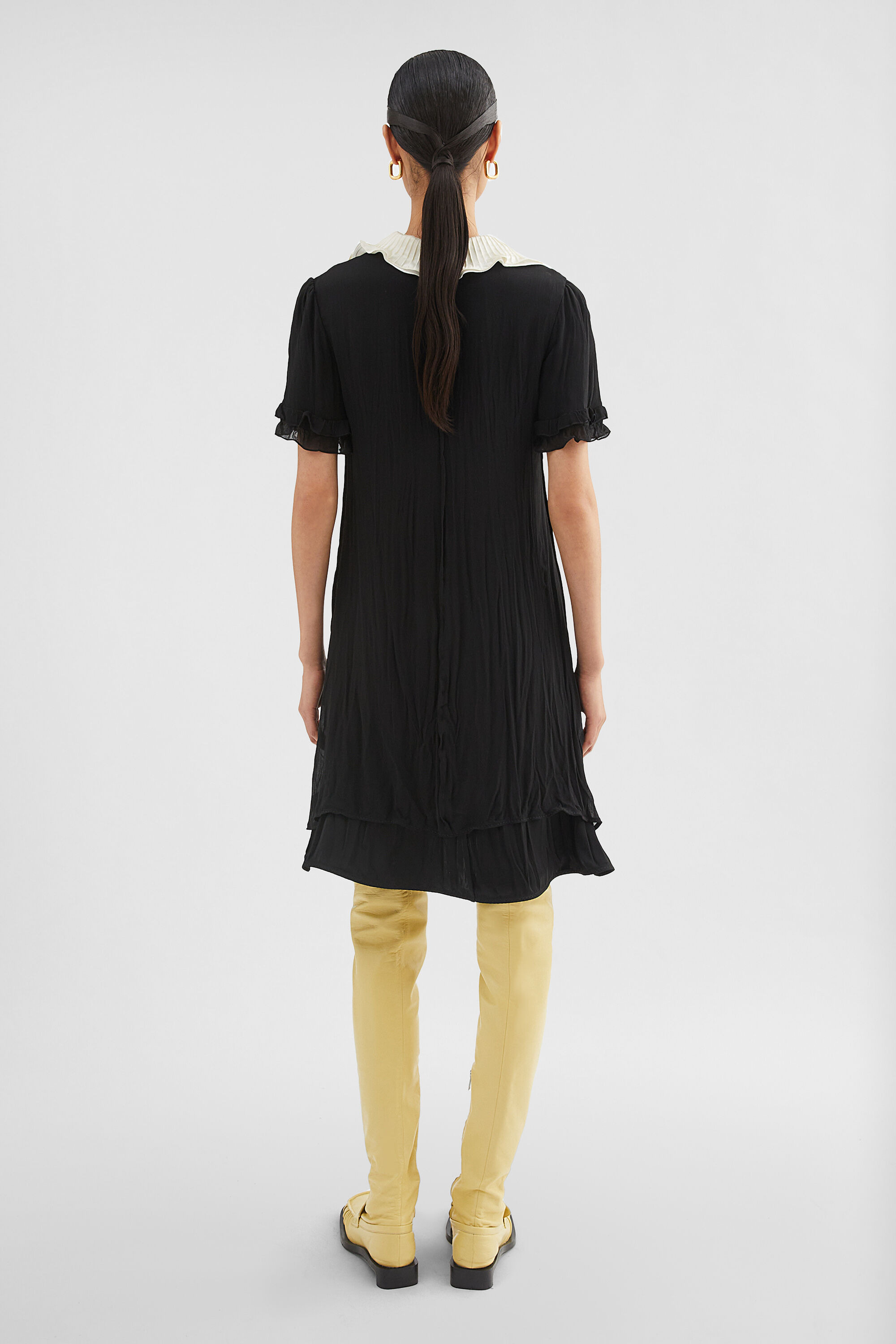 Jil Sander Silk Georgette Ruffle Dress | REVERSIBLE