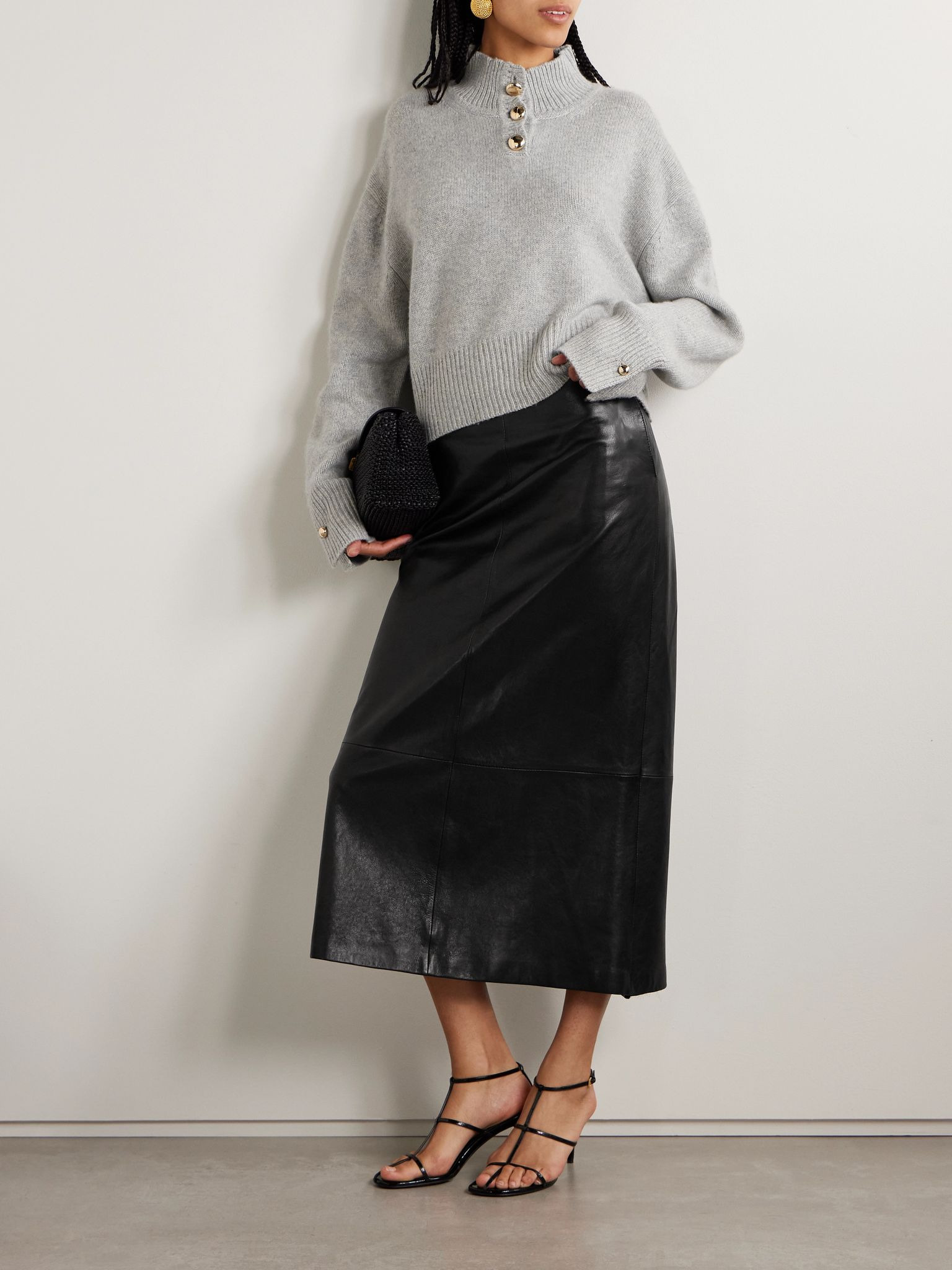The Rowe cropped recycled-cashmere sweater Gray - 2