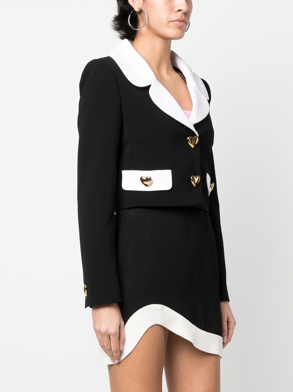 contrasting-collar cropped blazer - 3