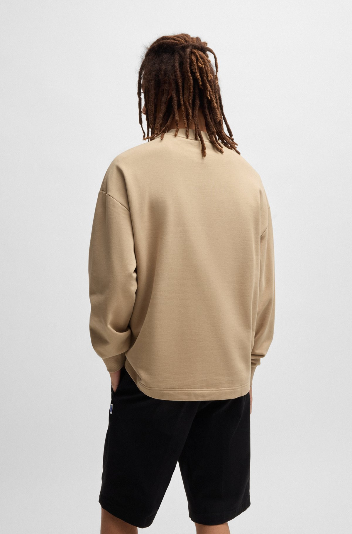 COTTON-TERRY SWEATSHIRT WITH BLUE LOGO LABEL - 5