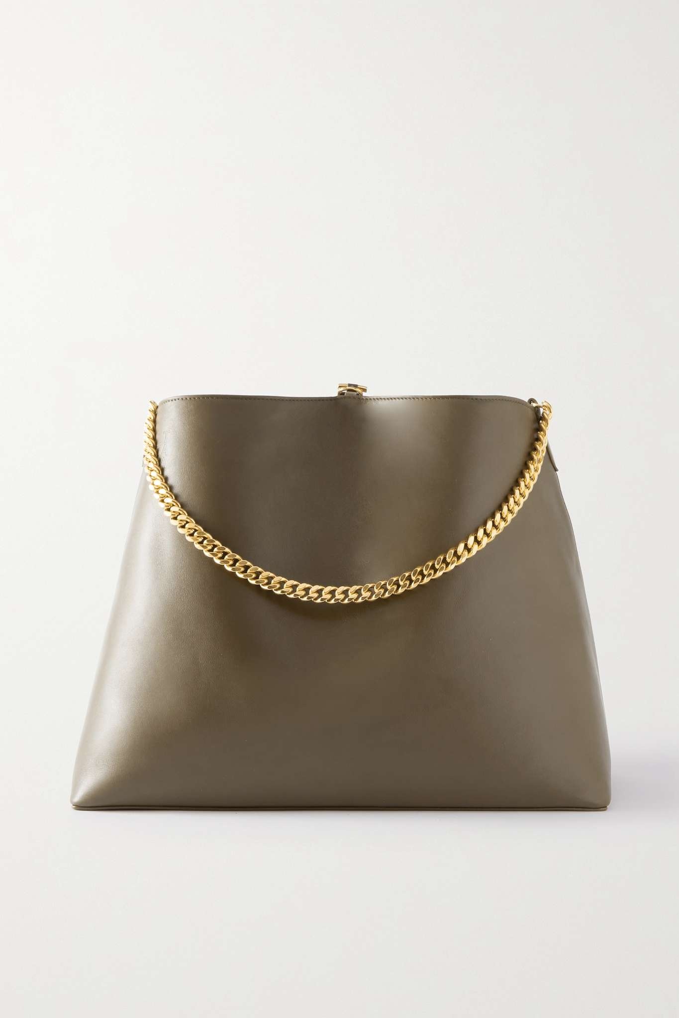 Chain-embellished leather shoulder bag - 1