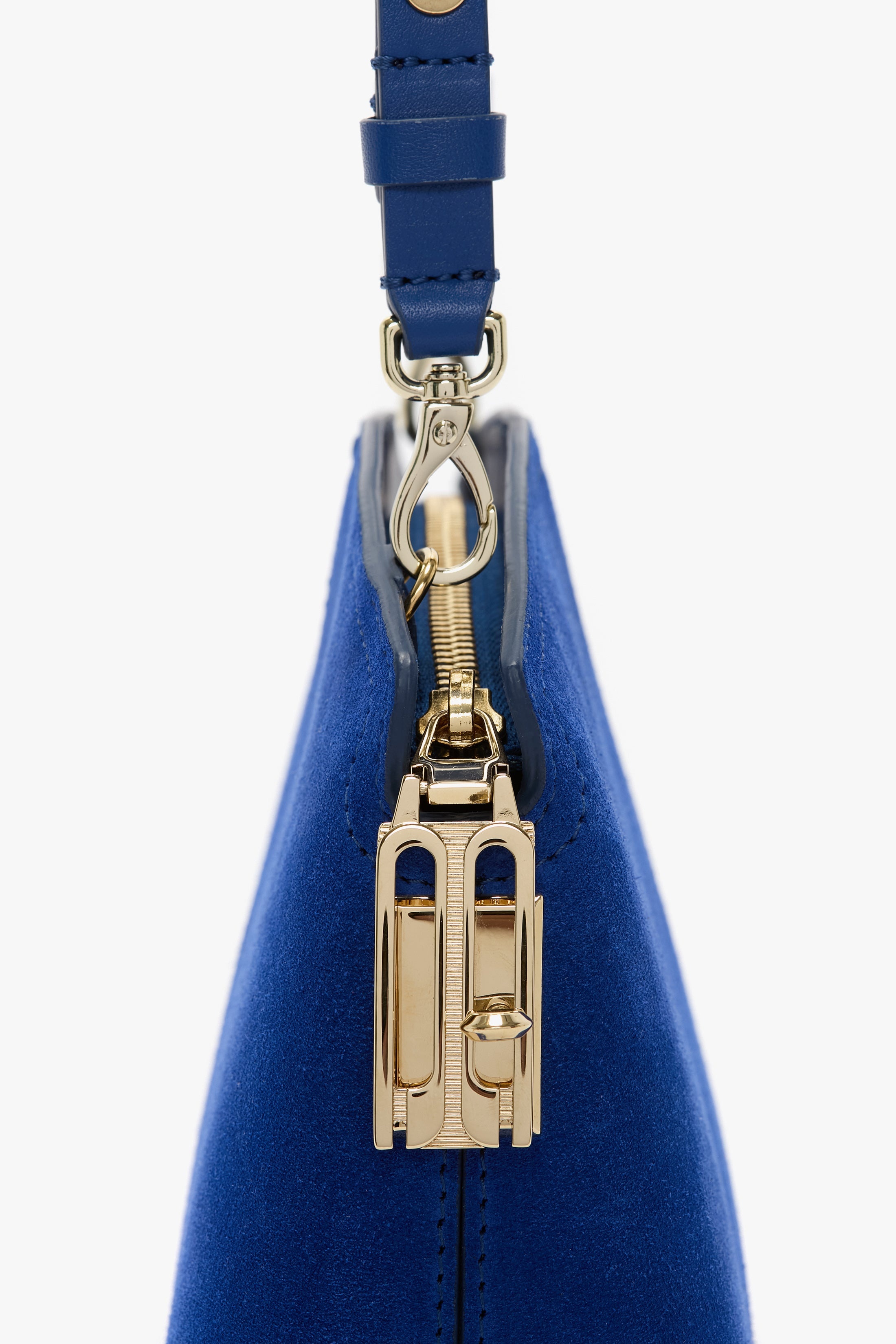 Victoria Crossbody Bag In Sapphire Blue Suede - 5