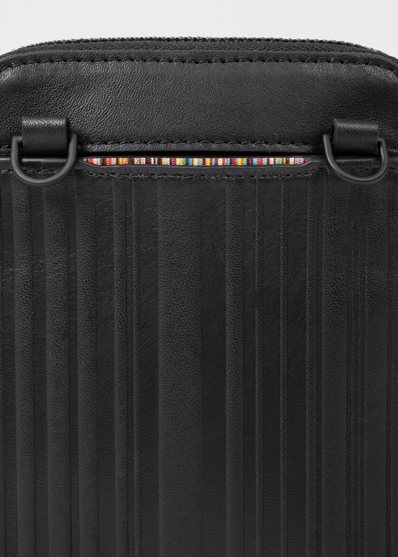 Black Leather 'Shadow Stripe' Phone Wallet Bag 3
