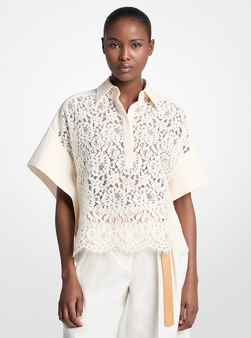 Corded Floral Lace Butterfly-Sleeve Top 1