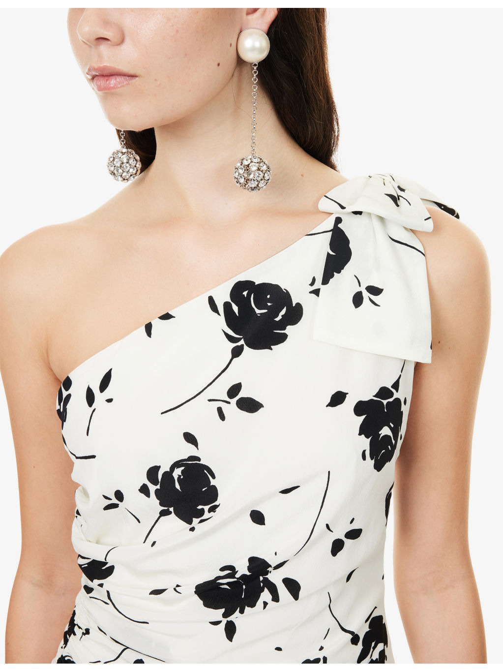 One-Shoulder Draped Silk Mini Dress - 5