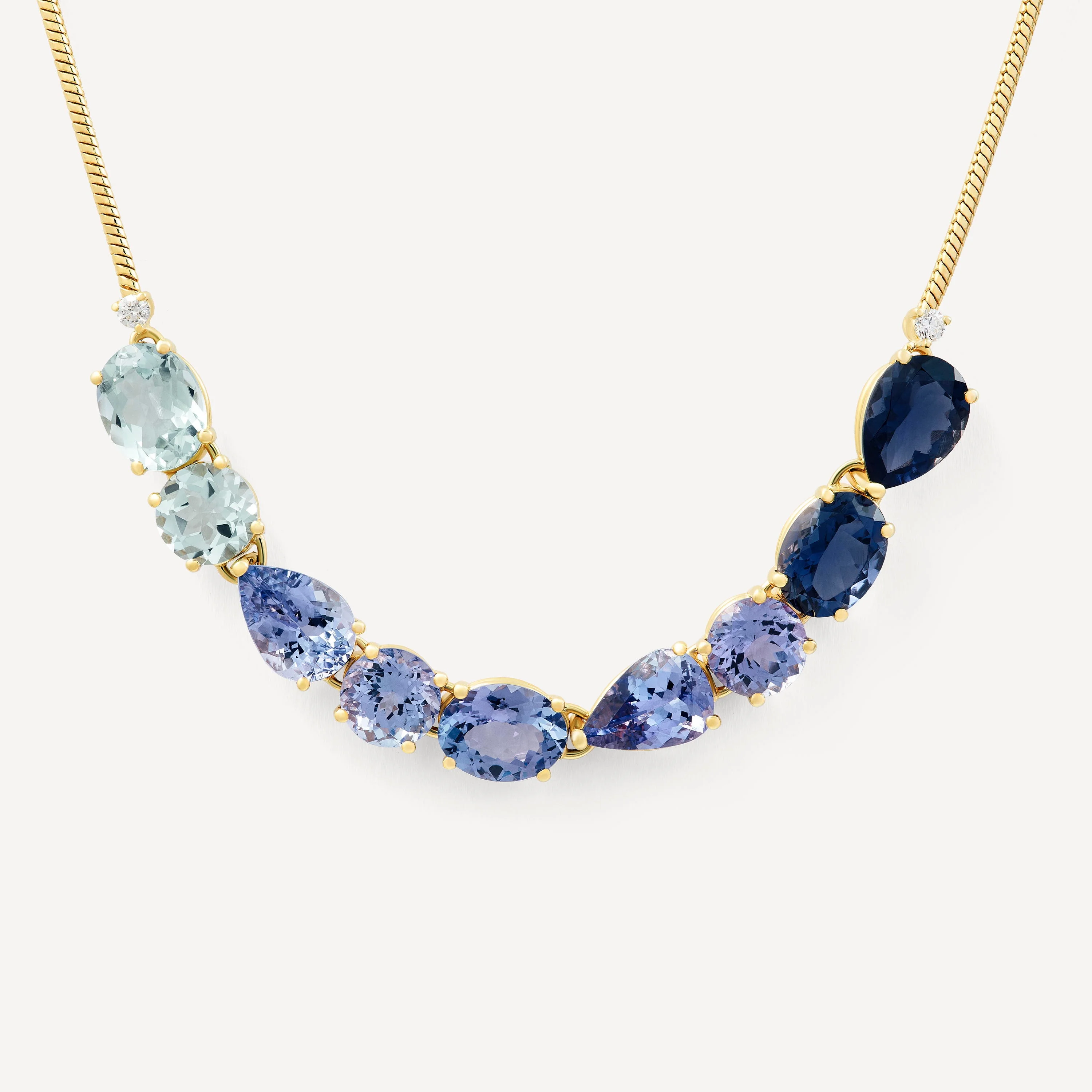 Gold Necklace with blue-colored gemstones and diamonds TOUS ATELIER - 1
