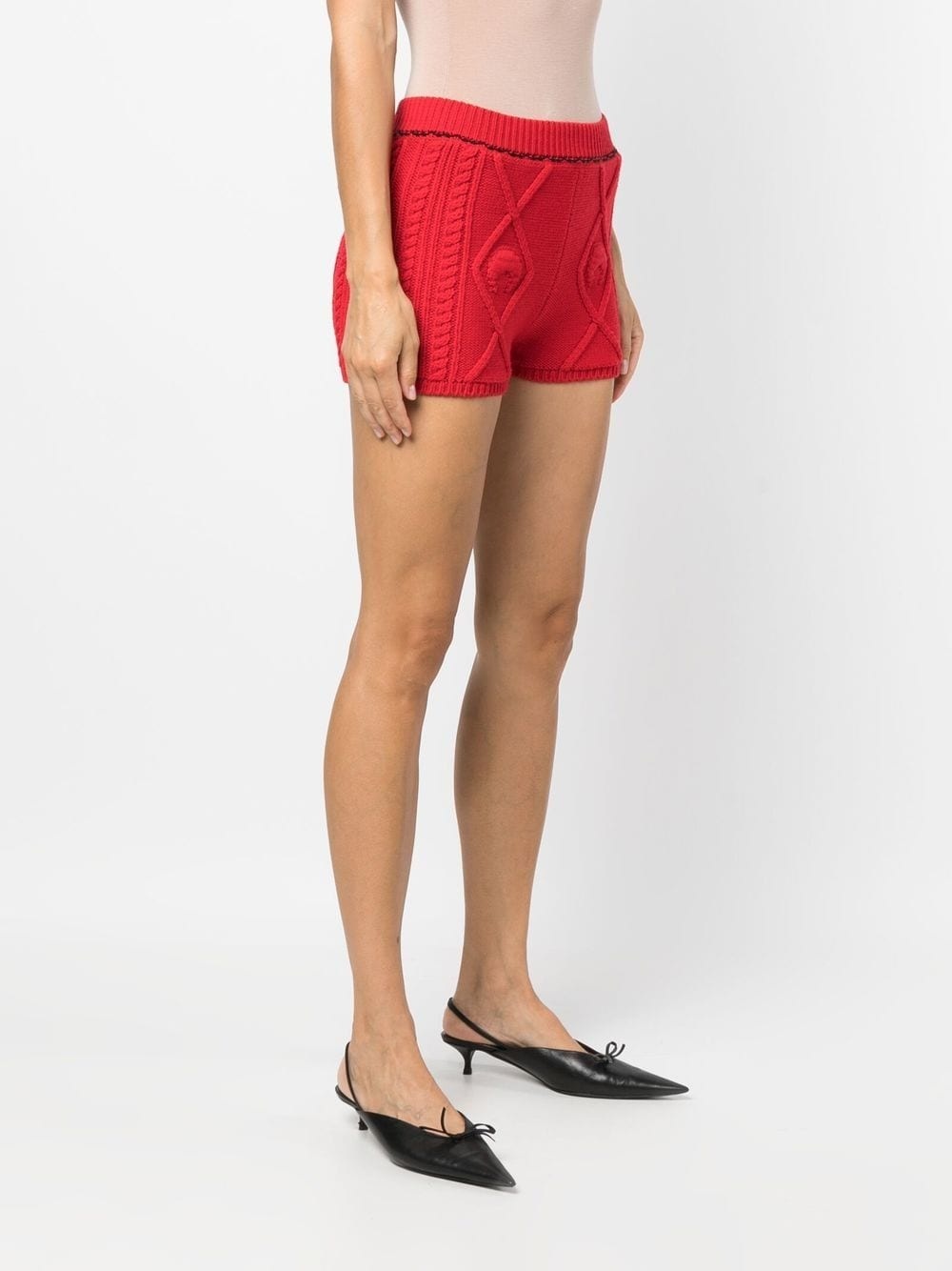 cable knit mini shorts - 3