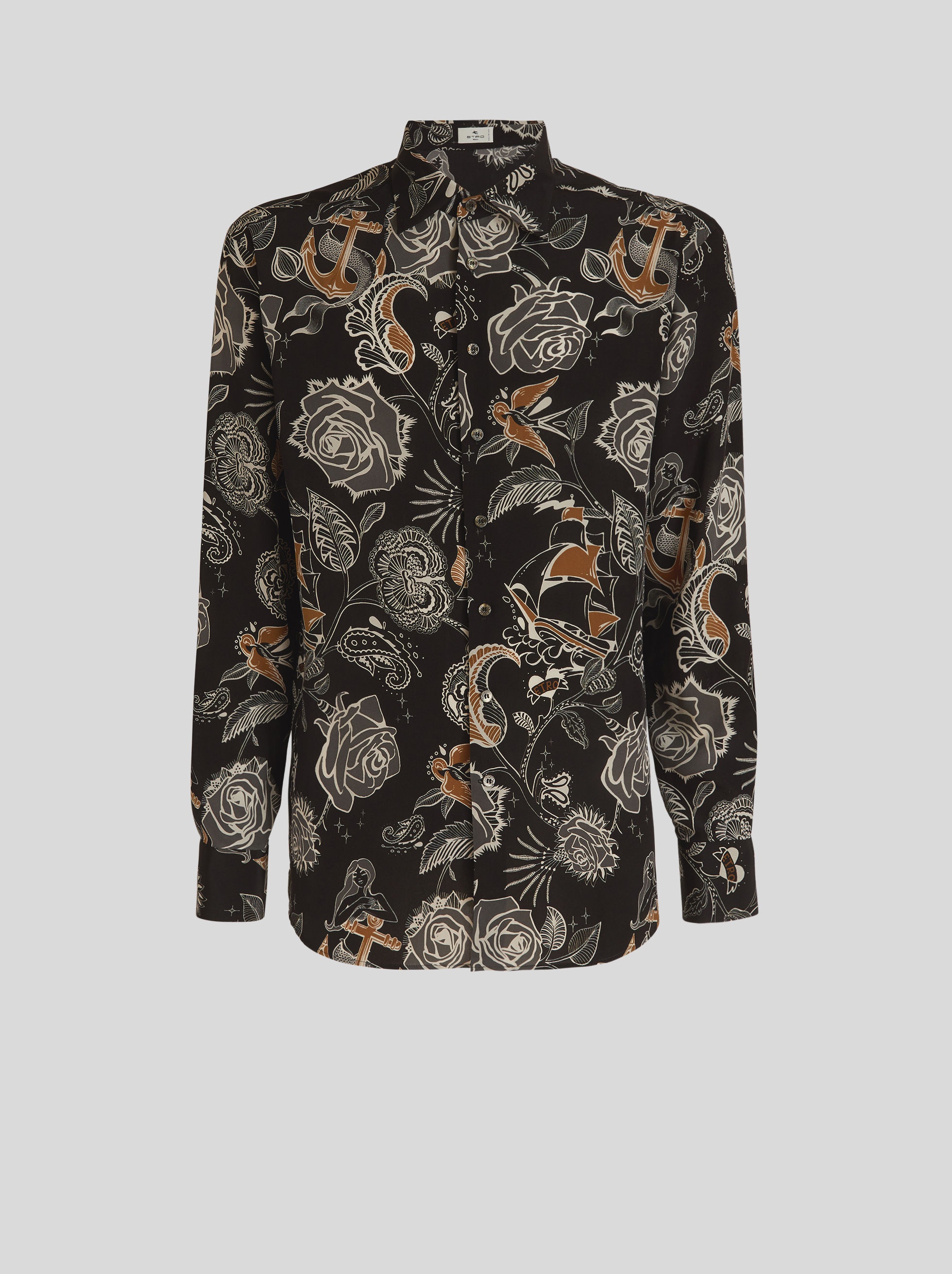 TATTOO PRINT SILK SHIRT - 1
