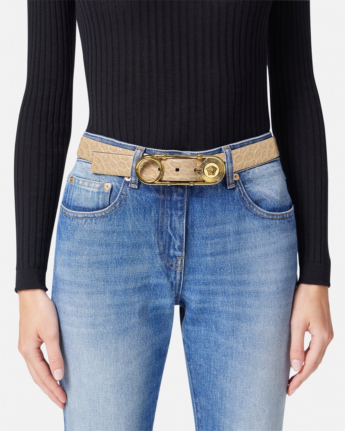 Safety Pin Croc-Effect Belt 3 cm - 3