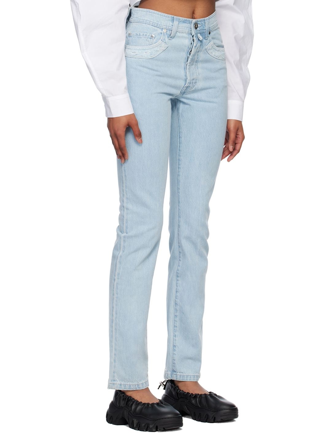 Blue Double Shift Patchwork Jeans - 2