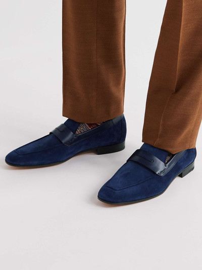 Berluti Lorenzo Leather-Trimmed Suede Loafers outlook