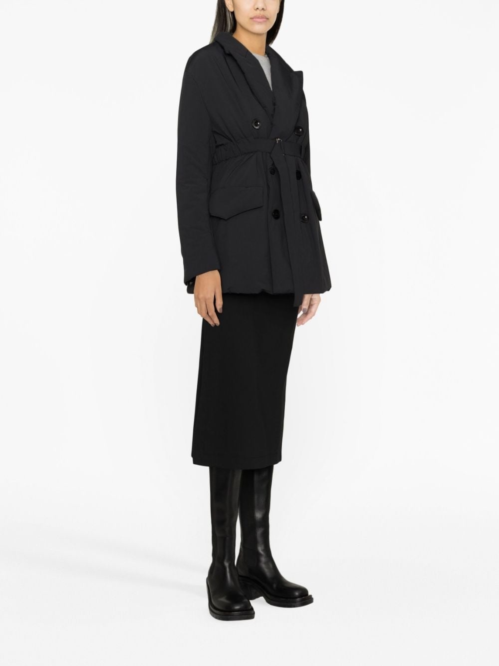 belted double-breasted blazer - 4