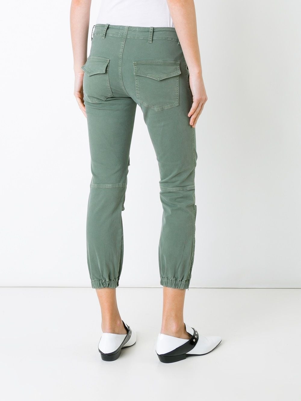 elasticated hem cropped trousers - 4
