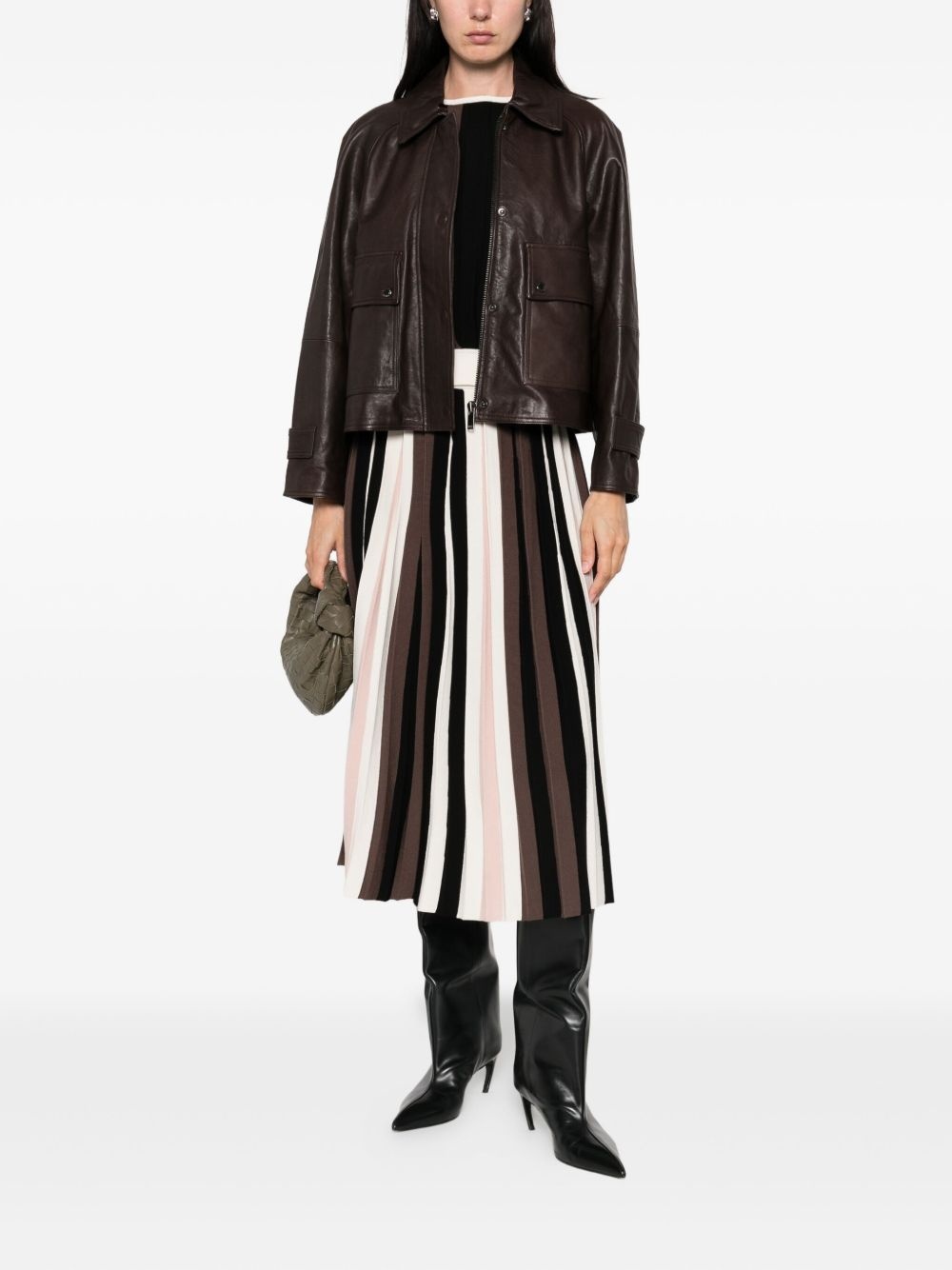 flap-pocket leather jacket - 2