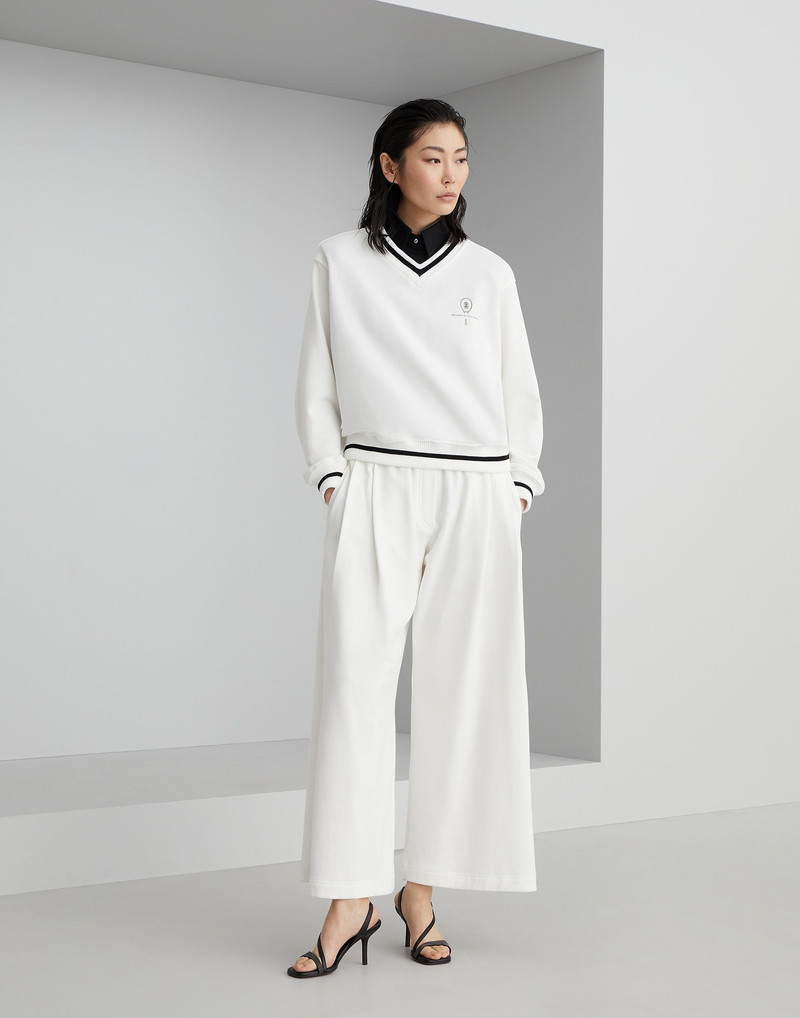 Stretch cotton poplin sleeveless shirt with shiny collar 5