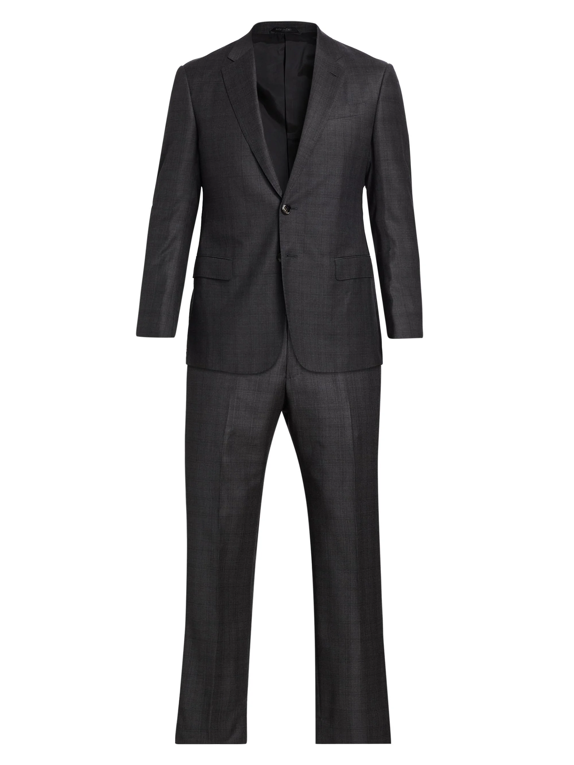 Men's Windowpane Check Wool Suit - Charcoal - 1