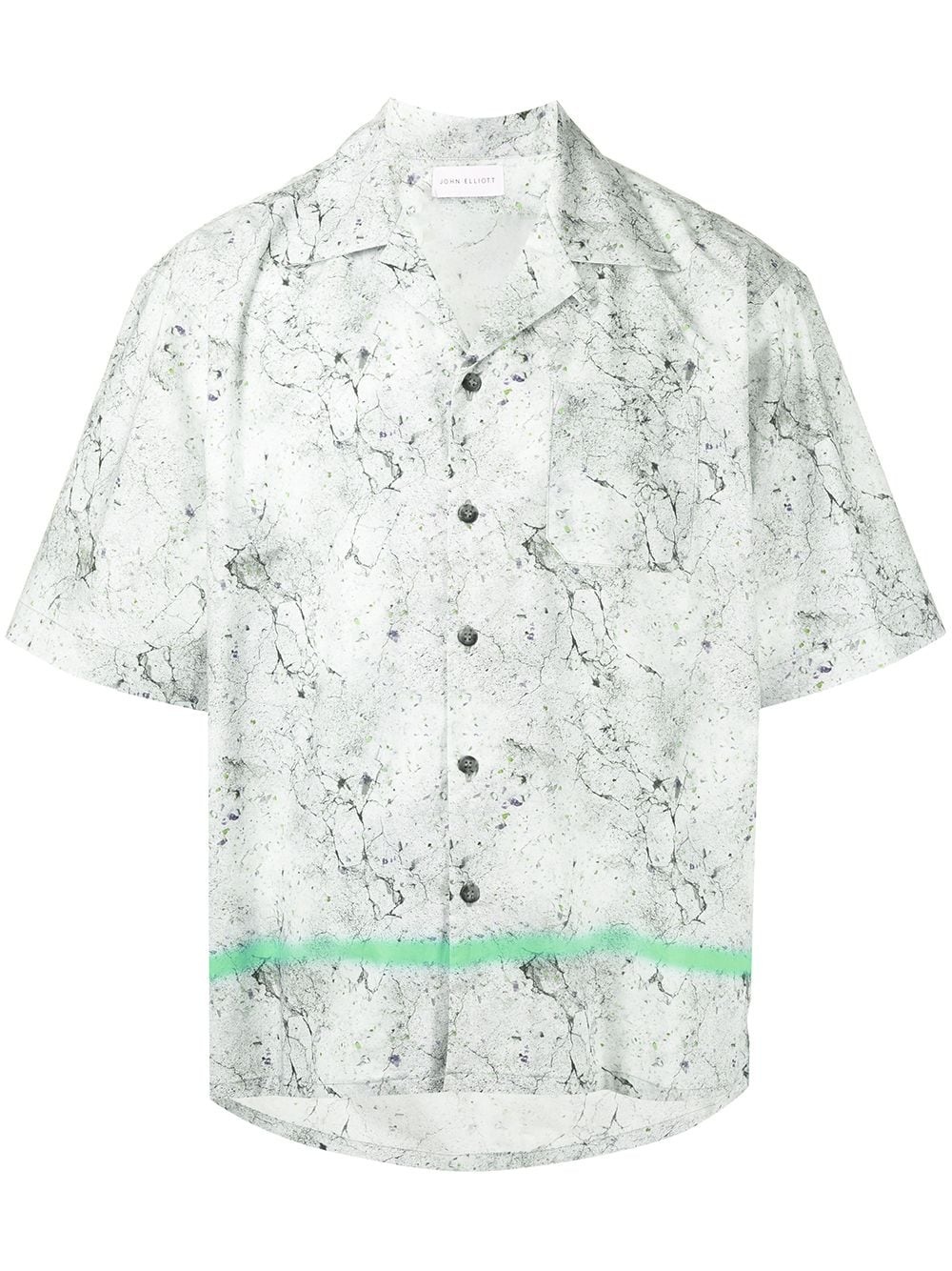 stone-print short-sleeve cotton shirt - 1