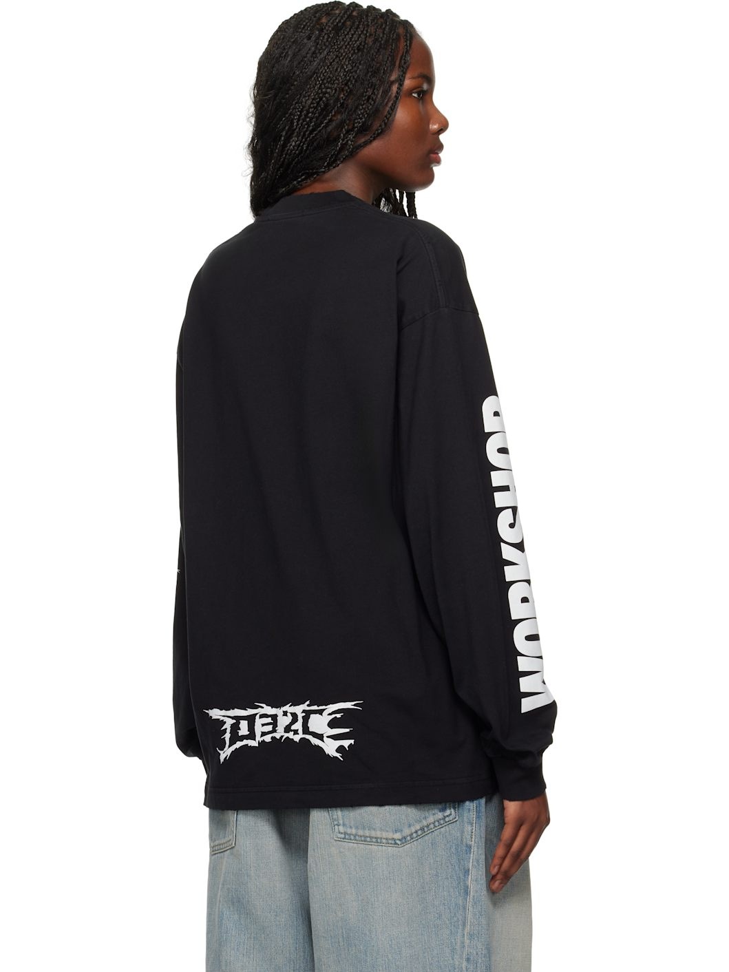 Black "Nerve Shatter" Boxy Longsleeve T-shirt - 3