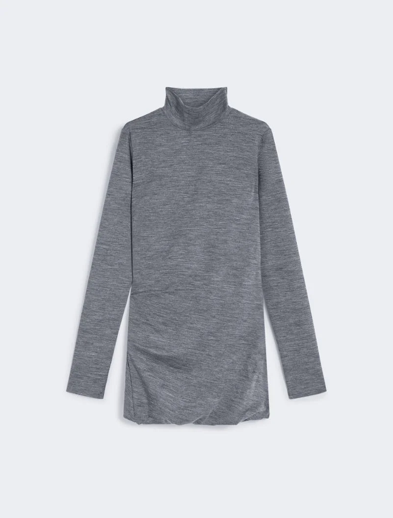 Fluid jersey high-neck dress - MEDIUM GREY - 1