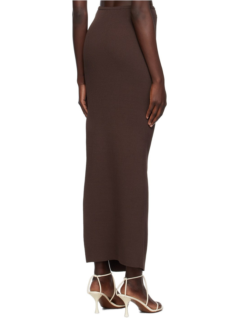 Brown Hip Slash Maxi Skirt 3