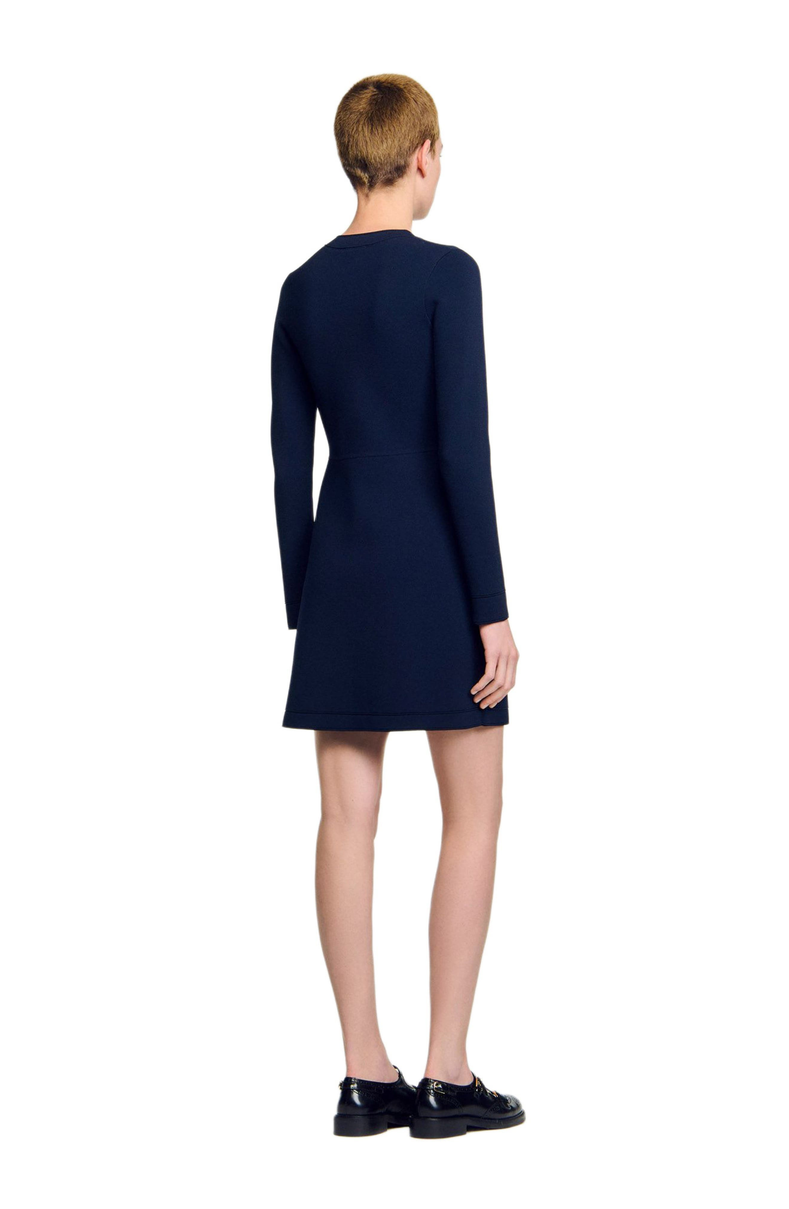 SANDRO Short button-up knit dress in Navy Blue at Nordstrom - 2