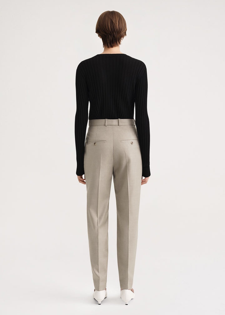 Sewn pleat wool trousers beige - 4