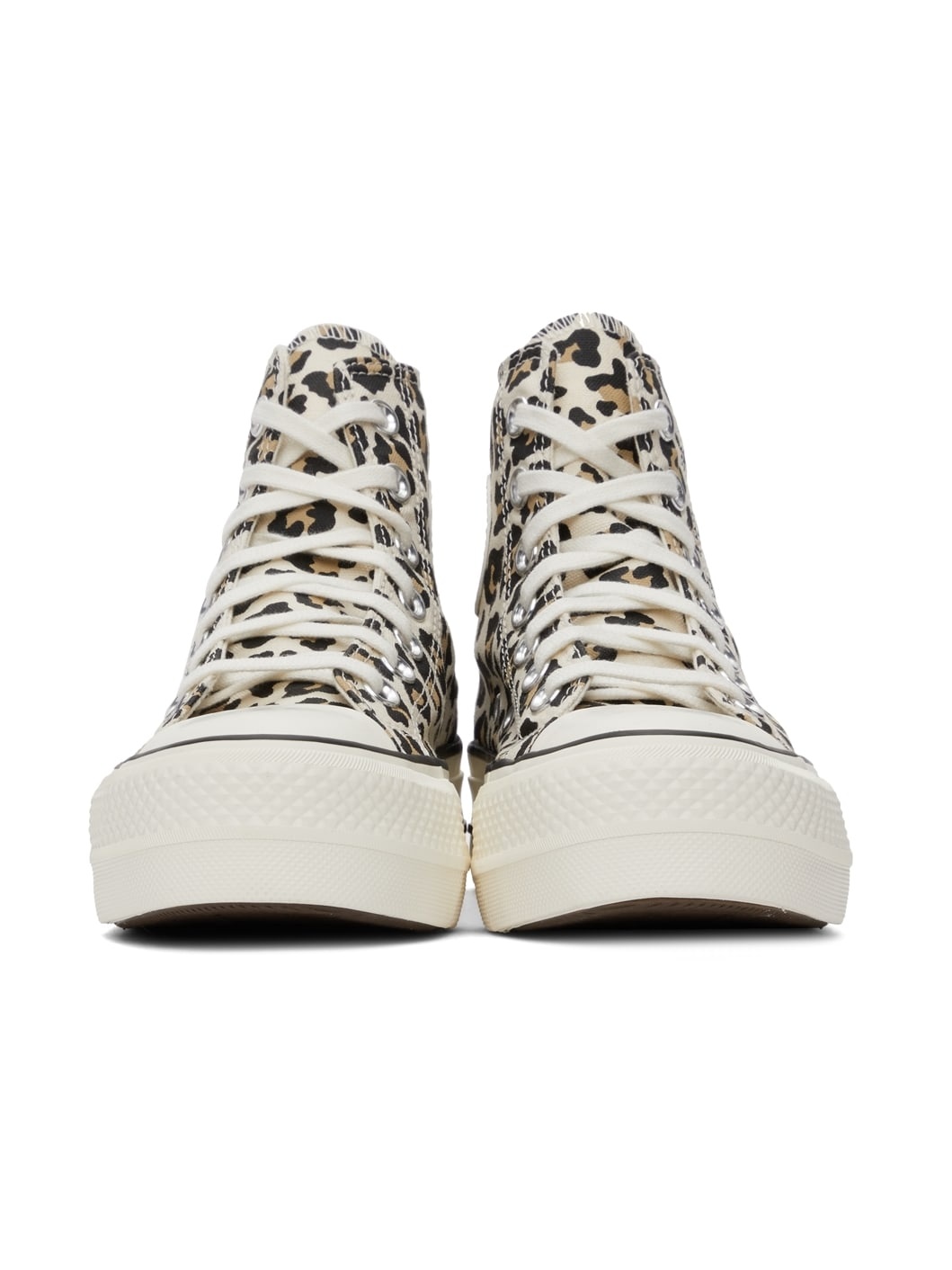 Beige & Brown Leopard Chuck Taylor All Star Lift High Sneakers - 2