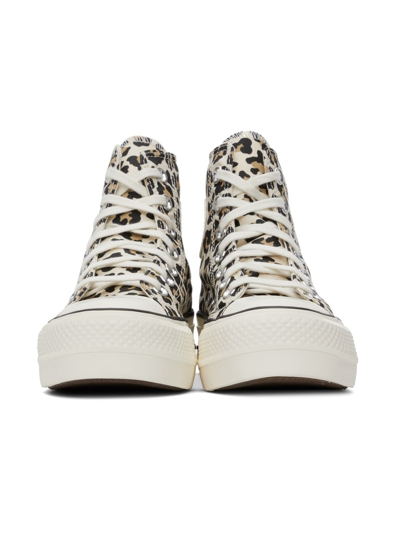 Converse Beige & Brown Leopard Chuck Taylor All Star Lift High Sneakers outlook
