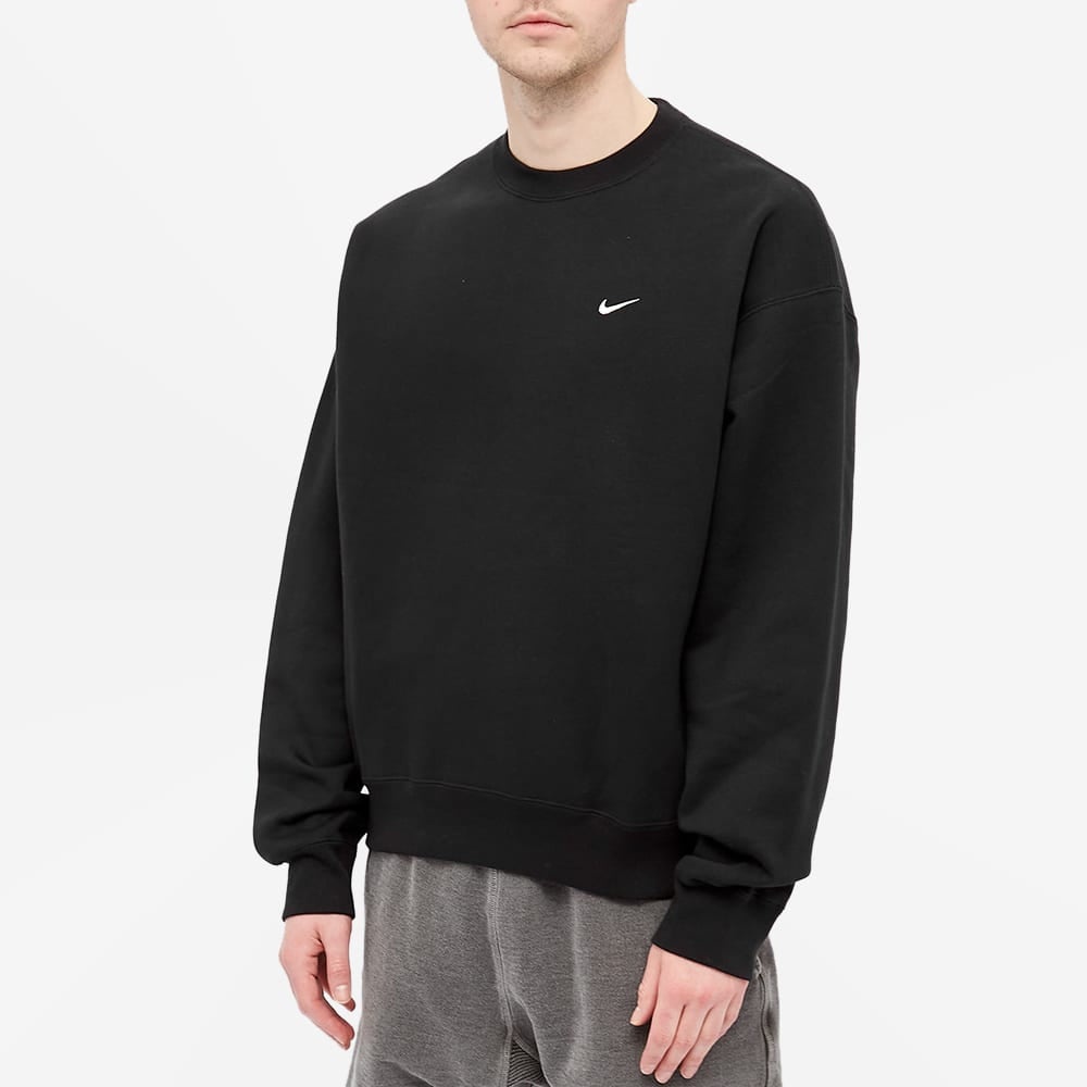 Nike Solo Swoosh Fleece Solid Color Logo Embroidered Long Sleeves Unisex Black CV0554-010 - 2