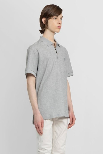 Burberry Burberry men's pale grey mélange monogram motif cotton piqué polo shirt outlook