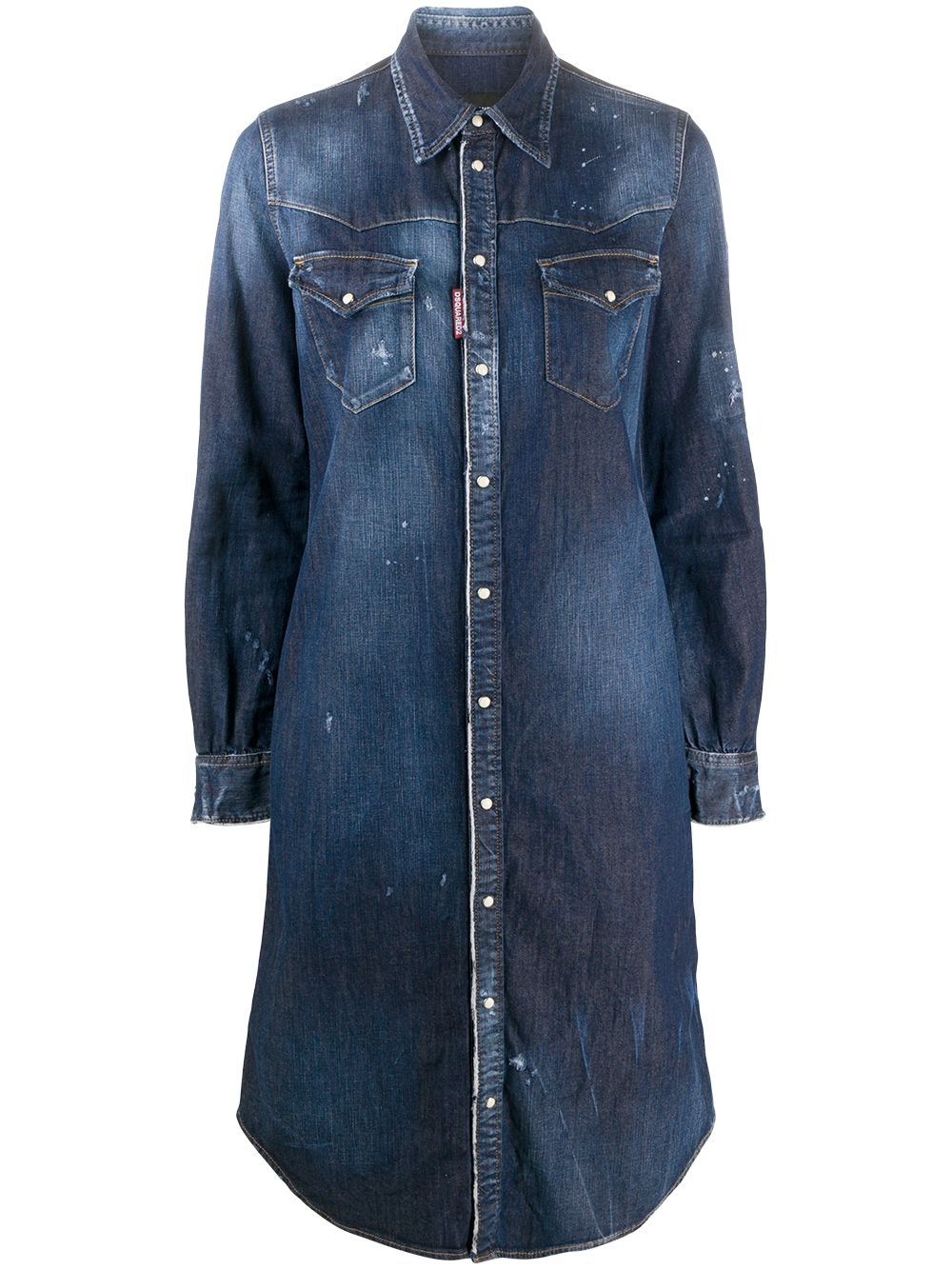 distressed denim shirt dress - 1