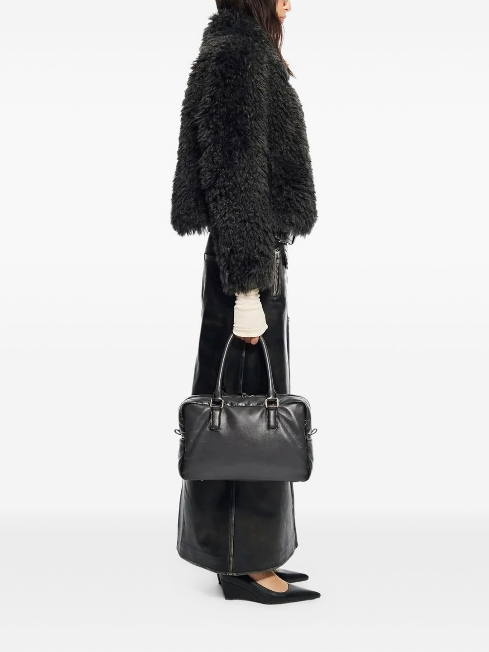 teddy-texture zip-up jacket - 3