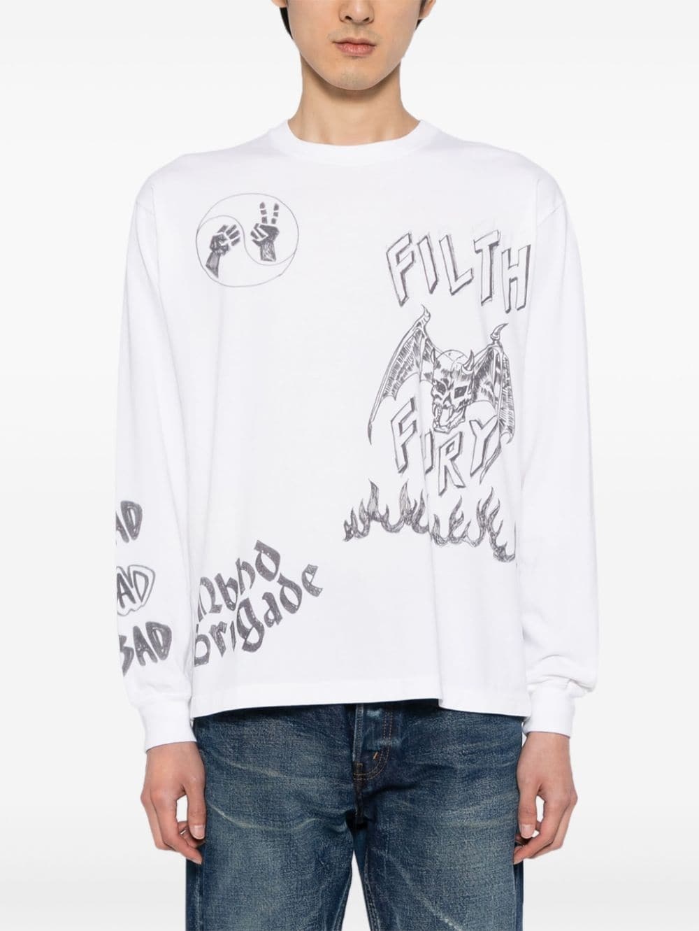 graphic-print long-sleeve T-shirt - 3