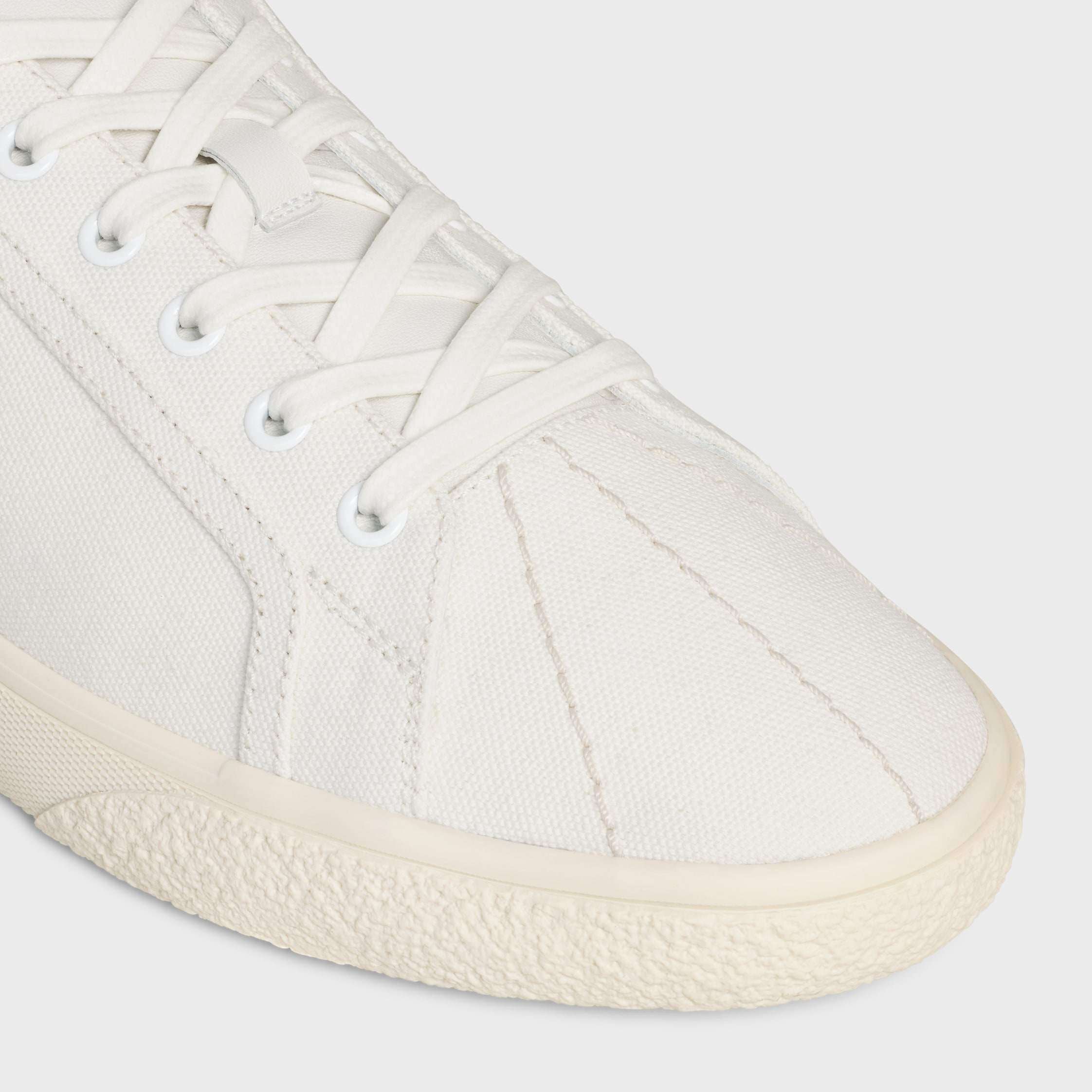 CELINE LOU LOW LACE-UP SNEAKER WITH EMBROIDERED TRIOMPHE IN CANVAS AND CALFSKIN - 4