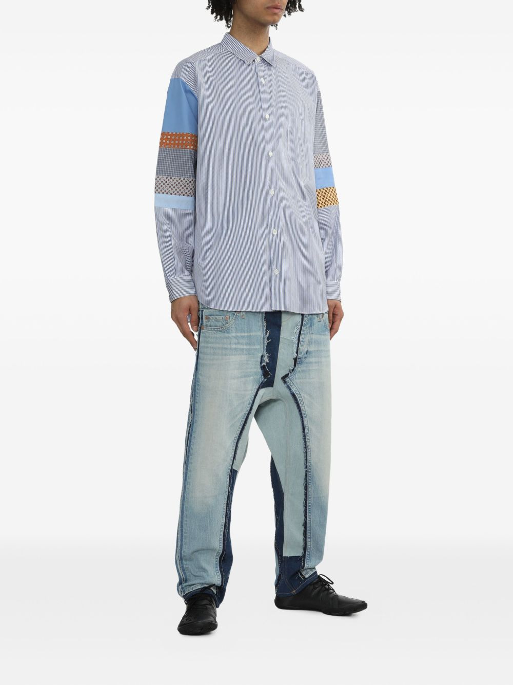 striped patchwork shirt - 2