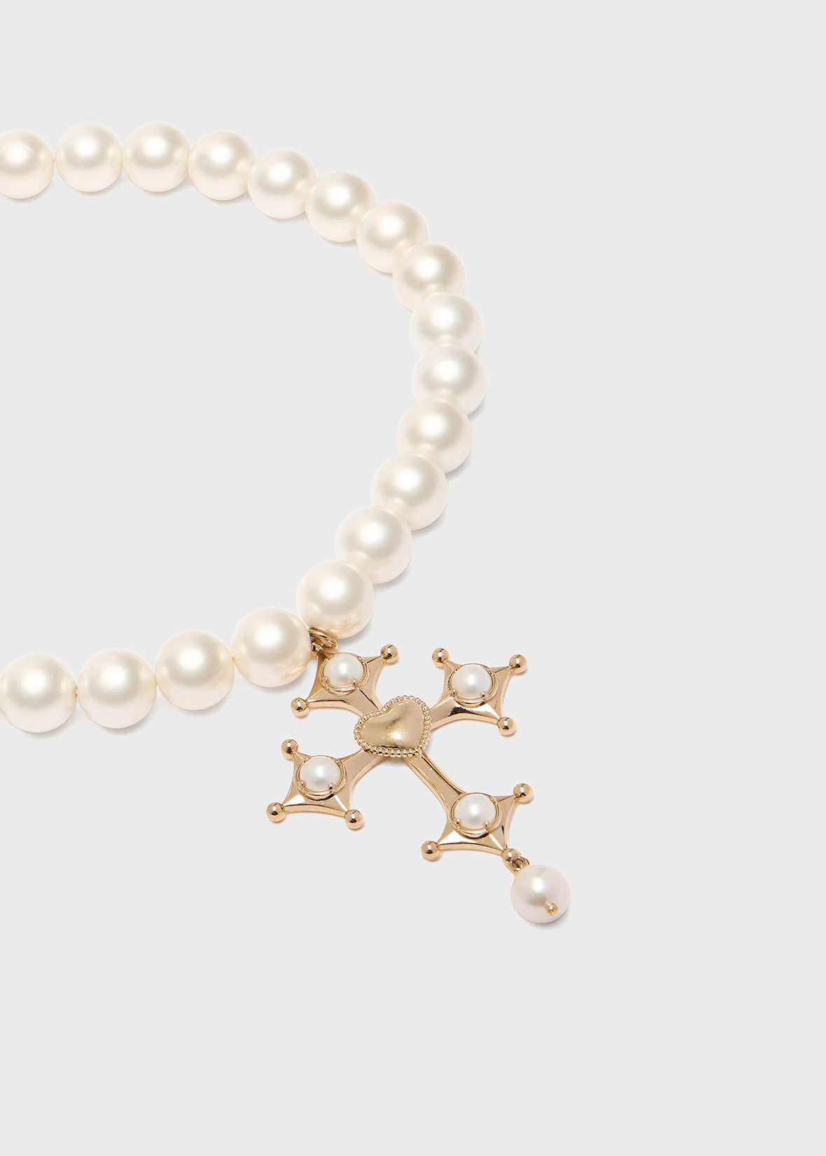 METAL CHOKER WITH PEARLS AND PENDANT - 2