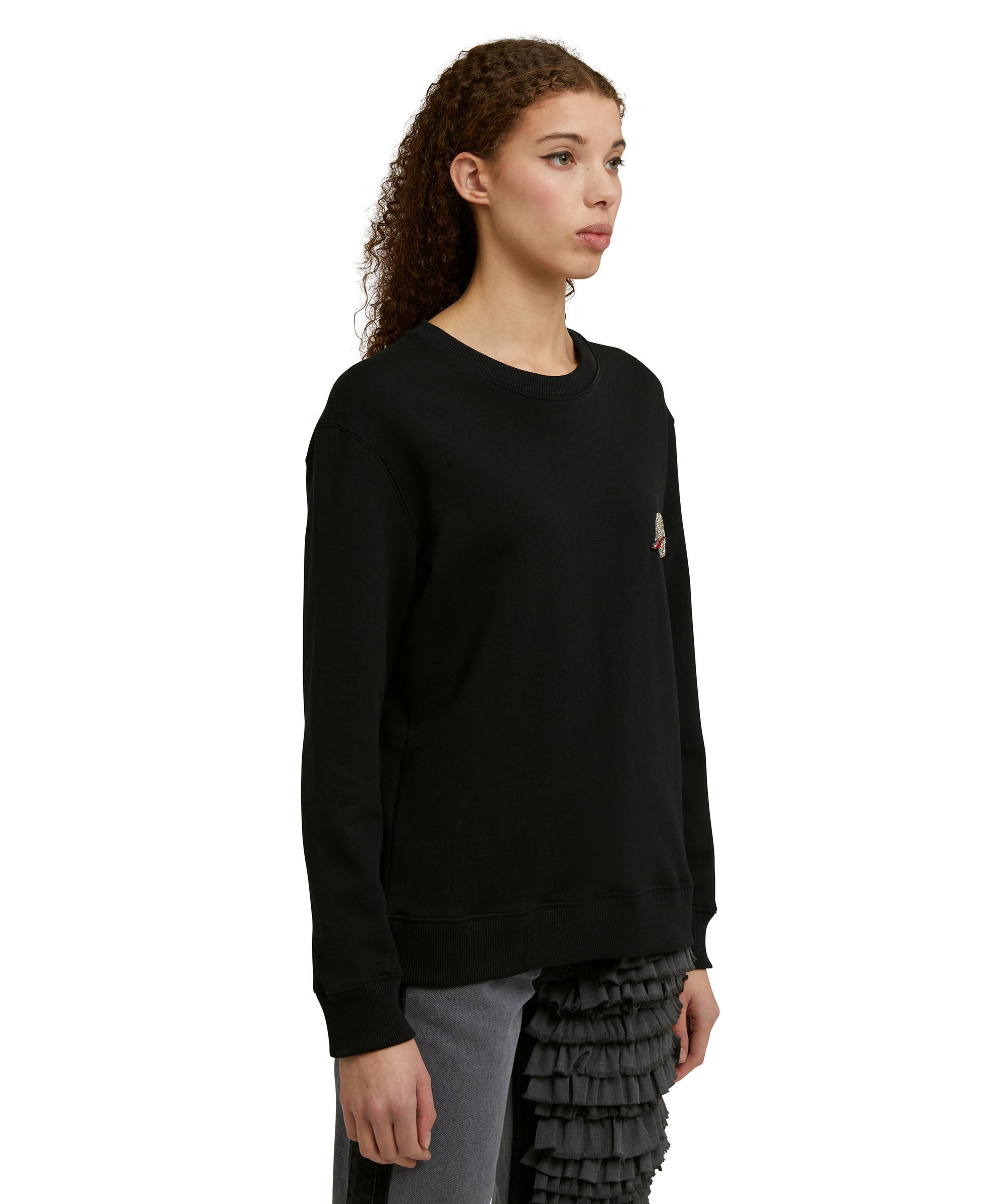 Crewneck sweatshirt with "Msgm Heart Embroidery Patch" print - 3