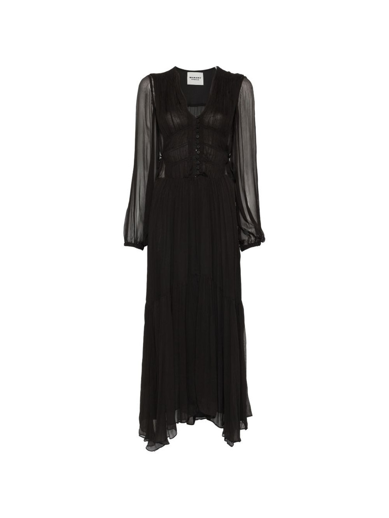 buttoned sheer maxi dress 1