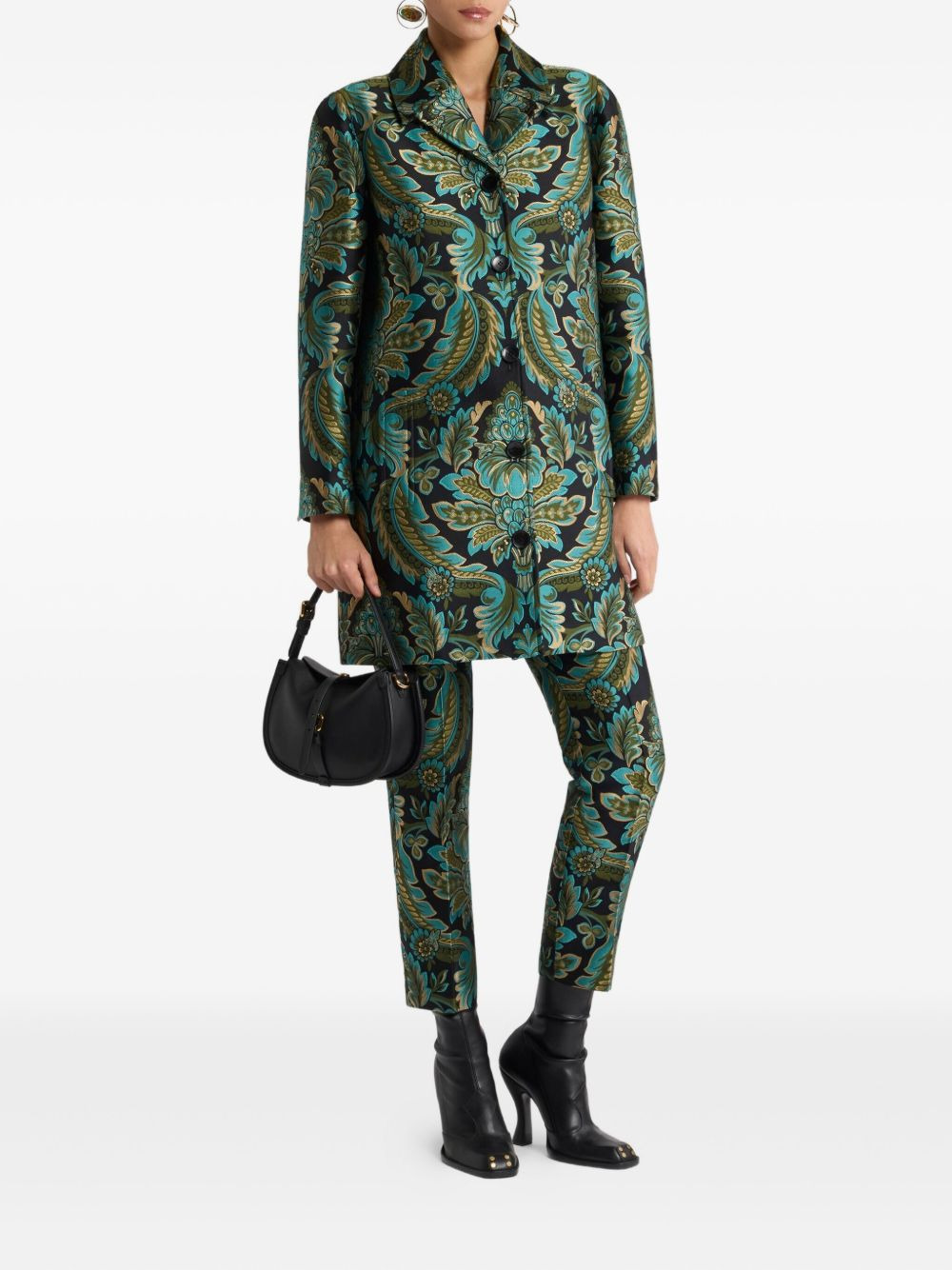 floral-bee jacquard trousers - 2