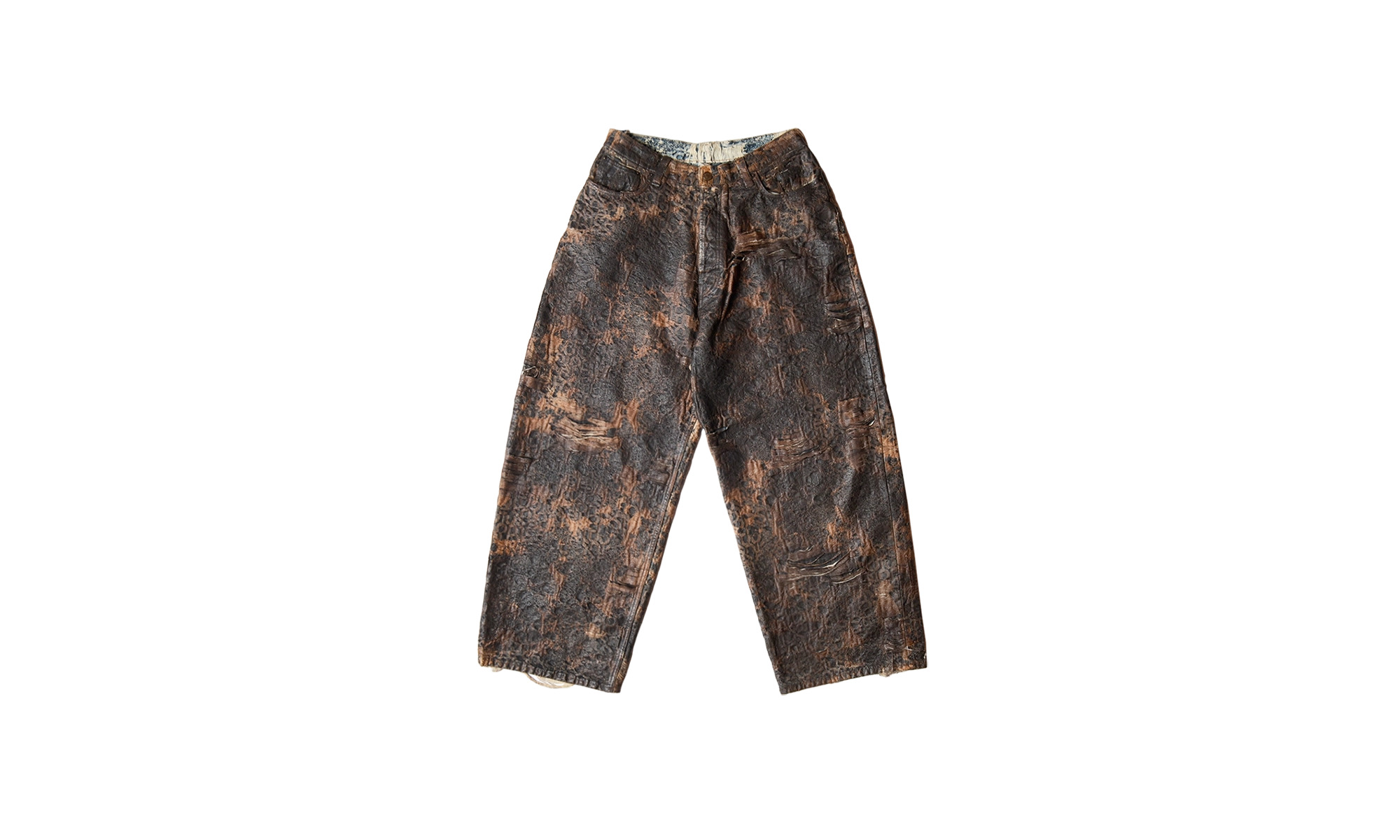 2023 Distressed Monogram Coating Jeans "Brown" - 1