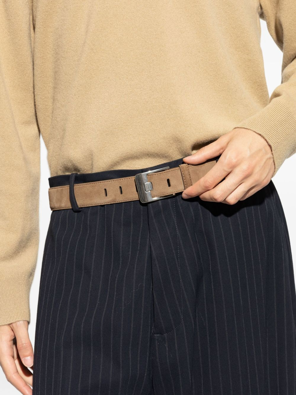 suede-leather buckle belt - 4