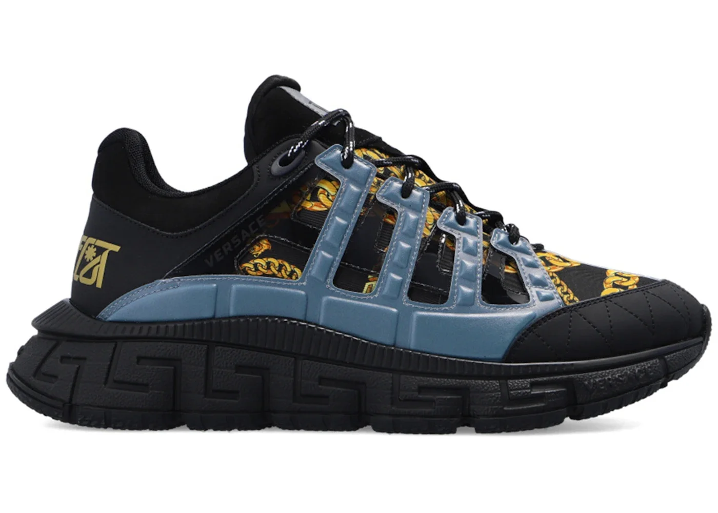 Versace Trigreca Signature Chain Pinstripe Print Black Multi - 1