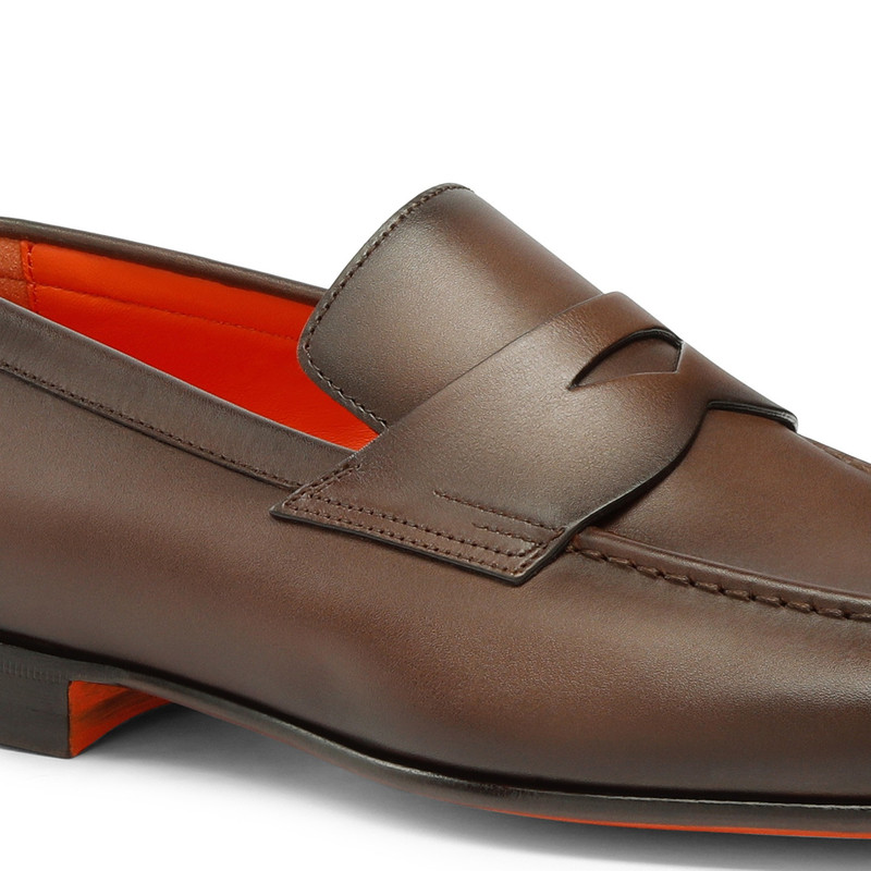 남자의 광택 갈색 가죽 페니 loafer 6
