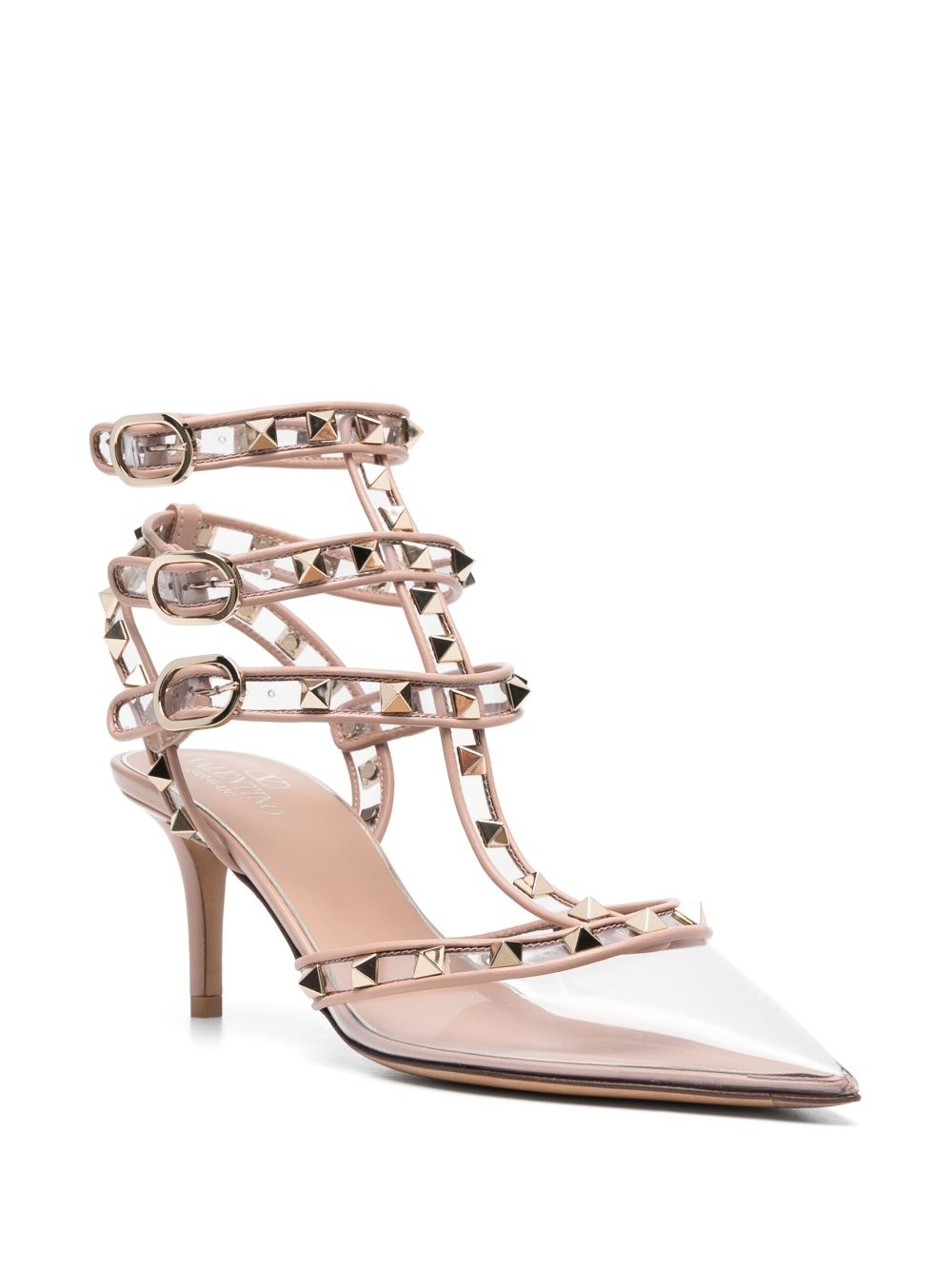 Rockstud 75mm transparent-toe pumps - 2