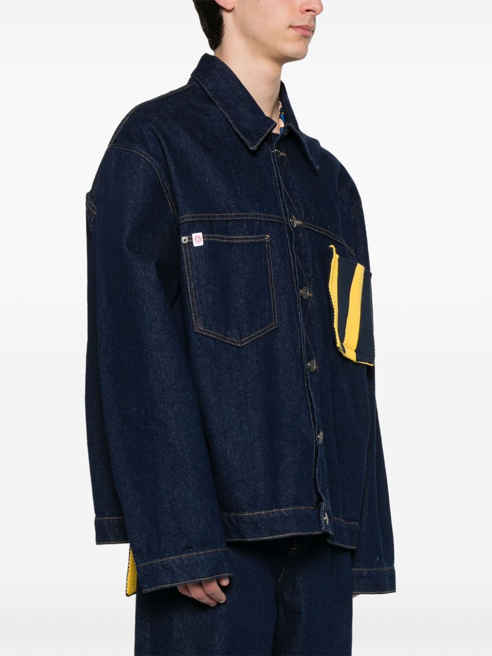knitted-patch denim jacket - 3